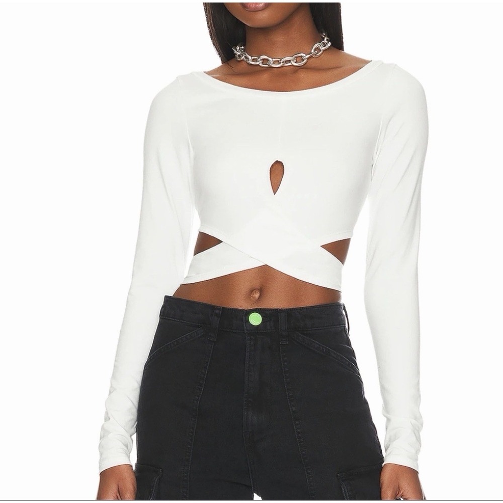 Lovers And Friends Women's Clio Cutout Wrap Crop Top White Small NWT